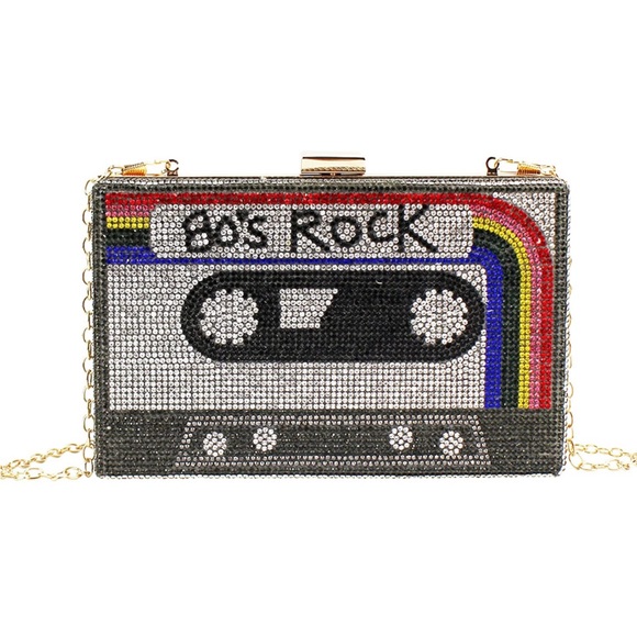 Rhinestone Crossbody Clutch Cassette Purse - Picture 3 of 10